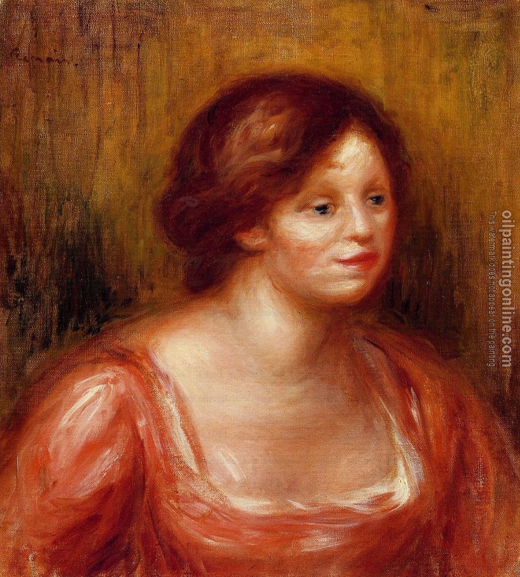 Renoir, Pierre Auguste - Bust of a Woman in a Red Blouse